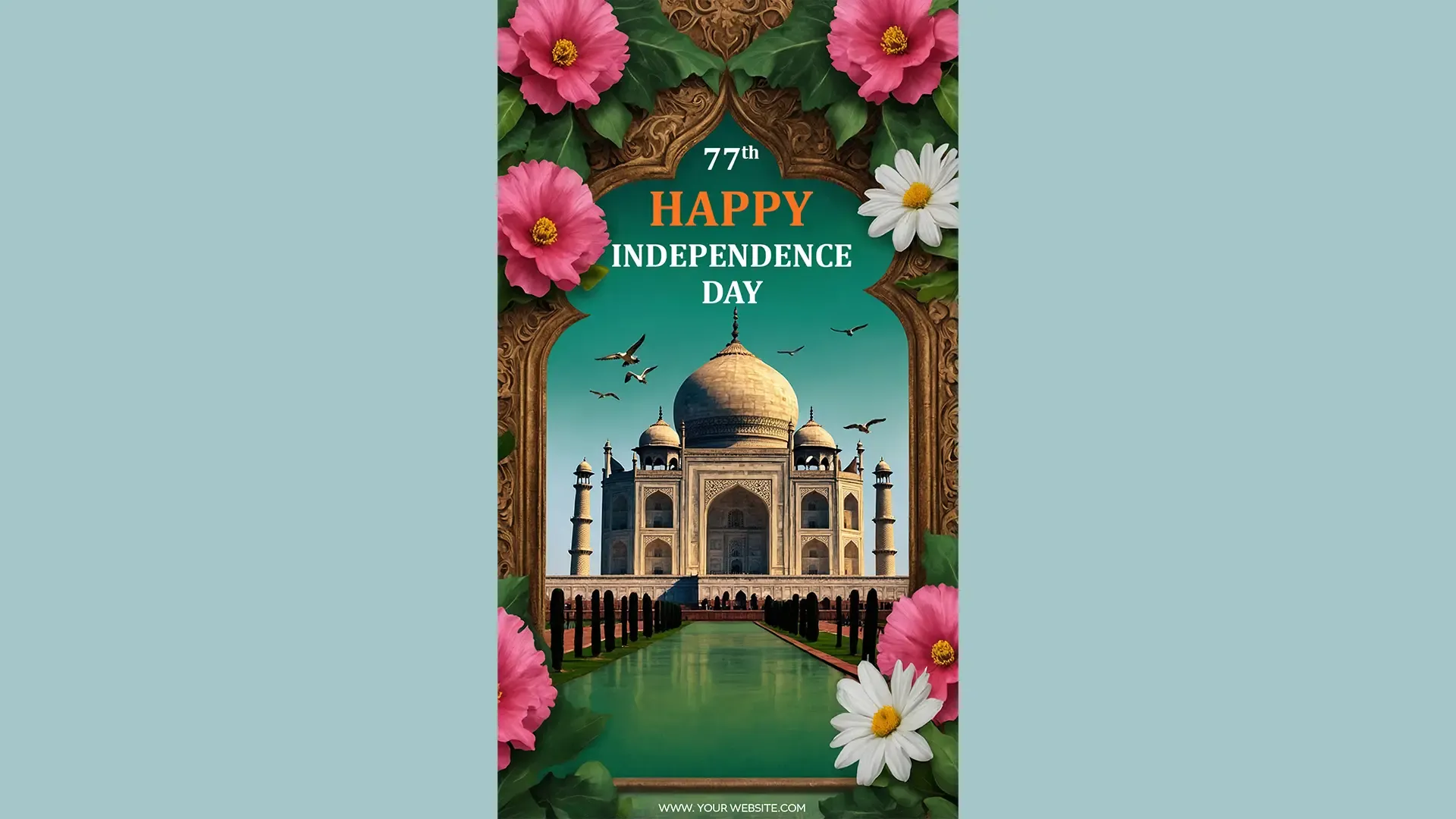 Independence Day Celebration Background with Taj Mahal Instagram Story PSD